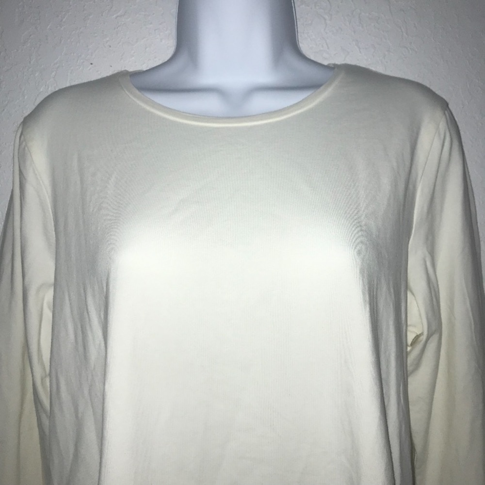 Chico’s Ivory True Color Tee Knit  Crew Top 2 / L - Picture 2 of 7